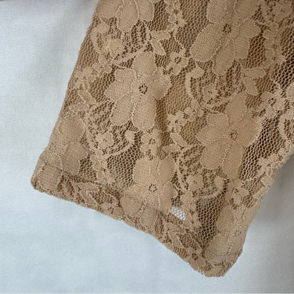 Zara Basic Beige Lace Peter Pan Collar Top Short Sleeve Size S NWT - Picture 3 of 12